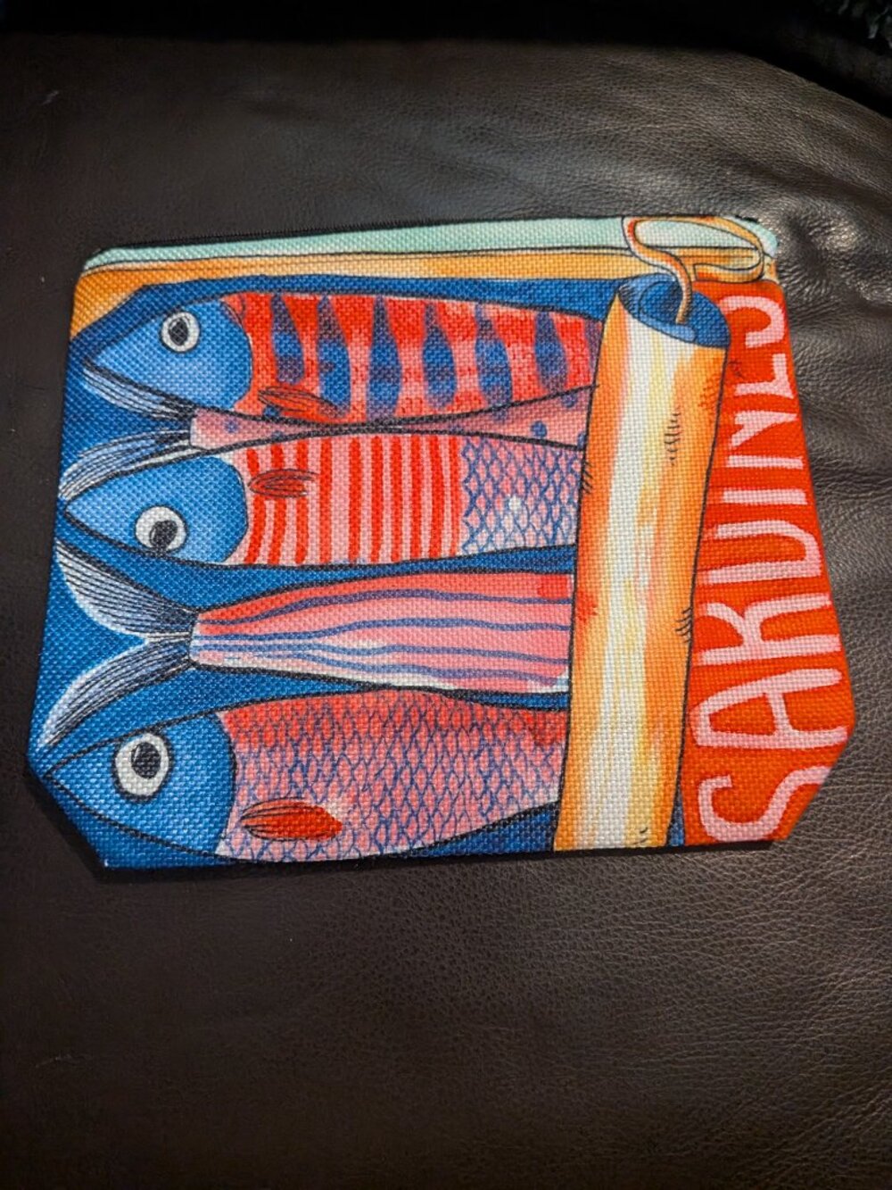 Fun Canvas Zip Sardine Cosmetic Bag NEW